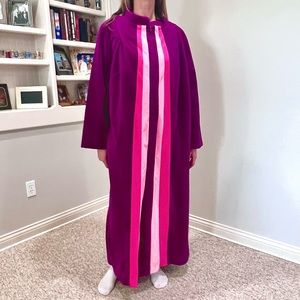 - Vintage JCPenney Dacron Poly Plum Colorblock 1/2 Zip Housecoat Robe! EUC!